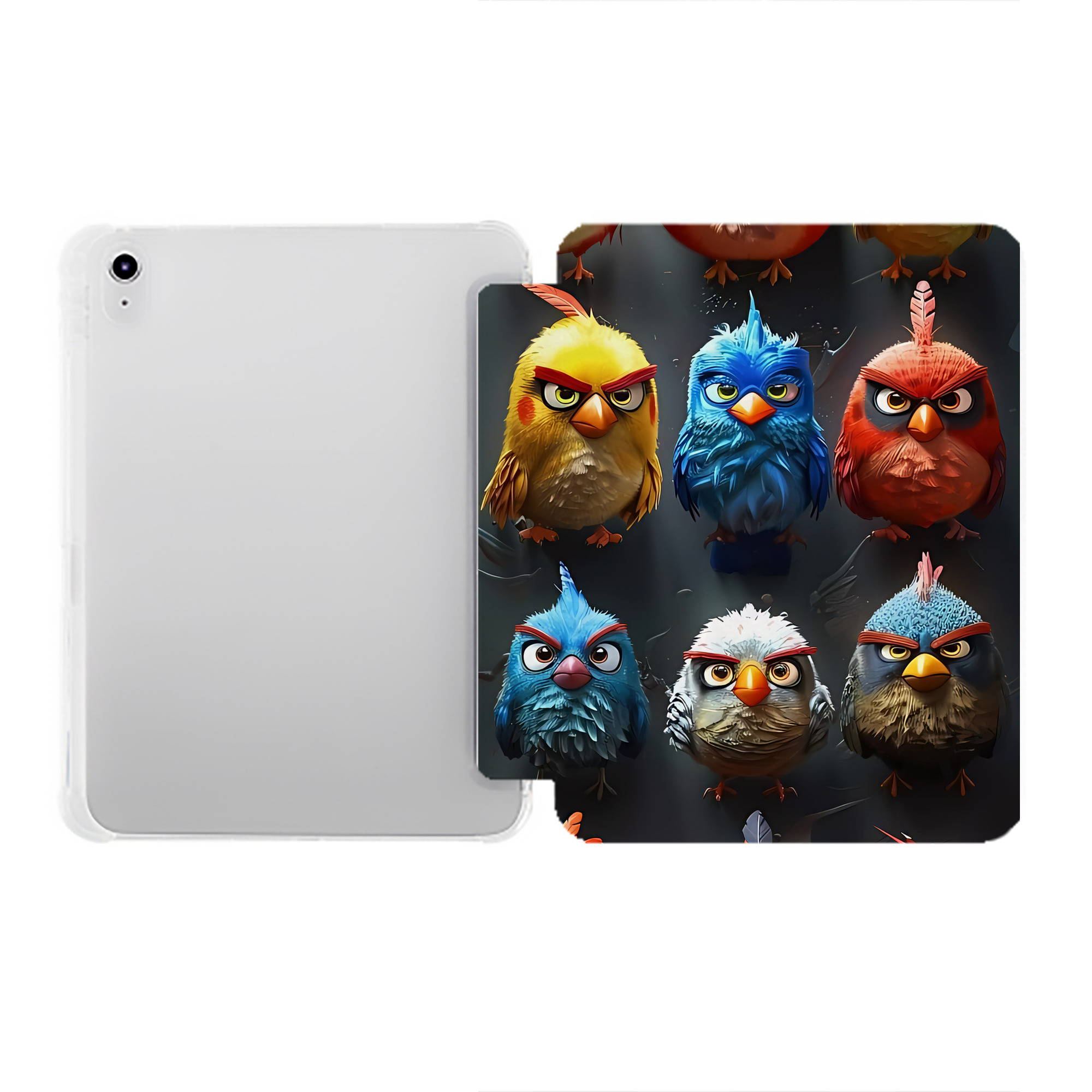 （画像用） Angry Birds アングリーバード IPad ケース ペン収納付き 三つ折りスタンド PUレザー×シリコン 対応機種9.5/10.5/10.9インチ